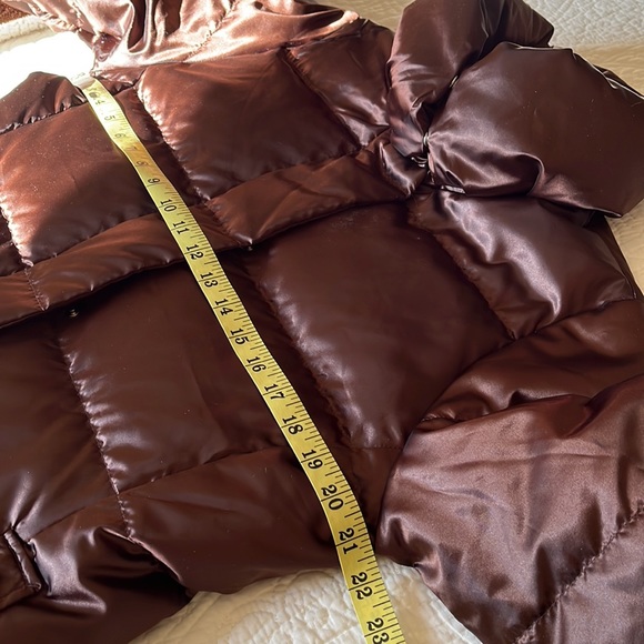 Lands' End Long Puffer Coat Women’s Medium 10–12 Bronze Brown Goose Down Warm - Picture 11 of 16